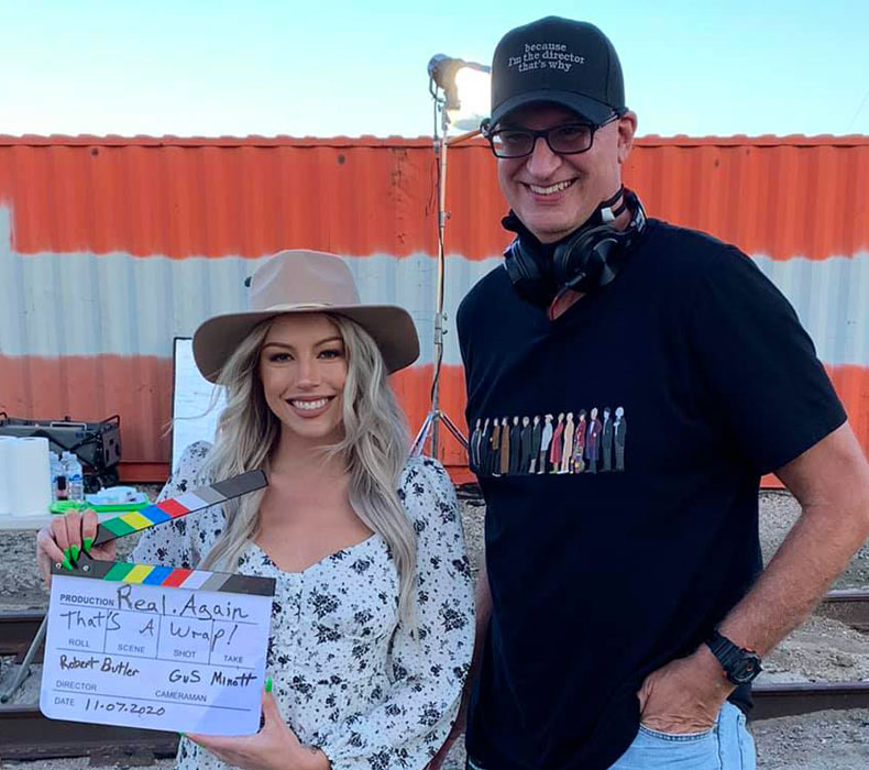Robert J. Butler and Jillian Lyle on the set of Real Again